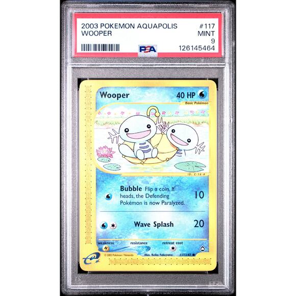 PSA 9 MINT Wooper 117/147 Pokémon 2003 Aquapolis Non Holo Rare Graded Card - Picture 1 of 2